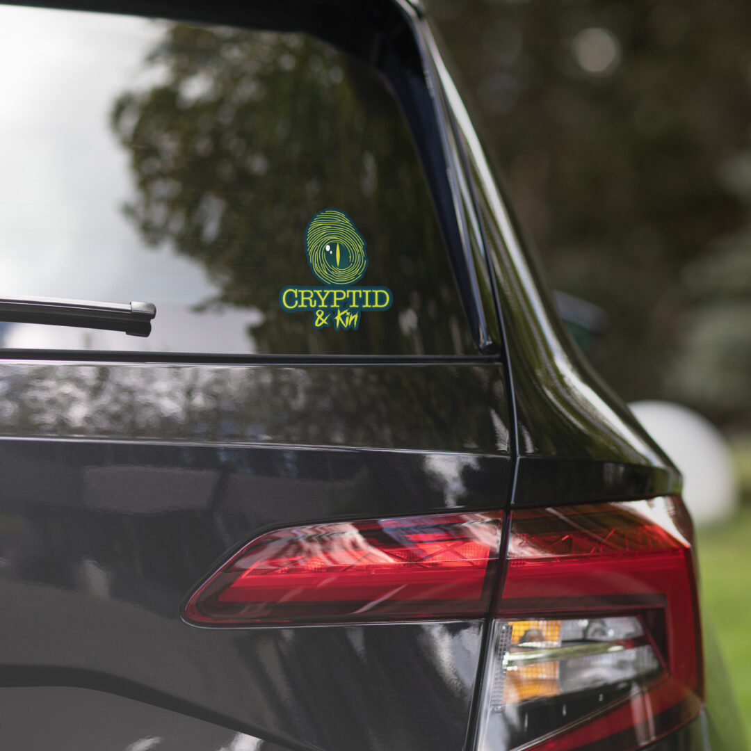5.5" x 5.5" Cryptid & Kin Logo Sticker - Alien Green on Dark Background