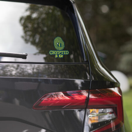 5.5" x 5.5" Cryptid & Kin Logo Sticker - Alien Green on Dark Background