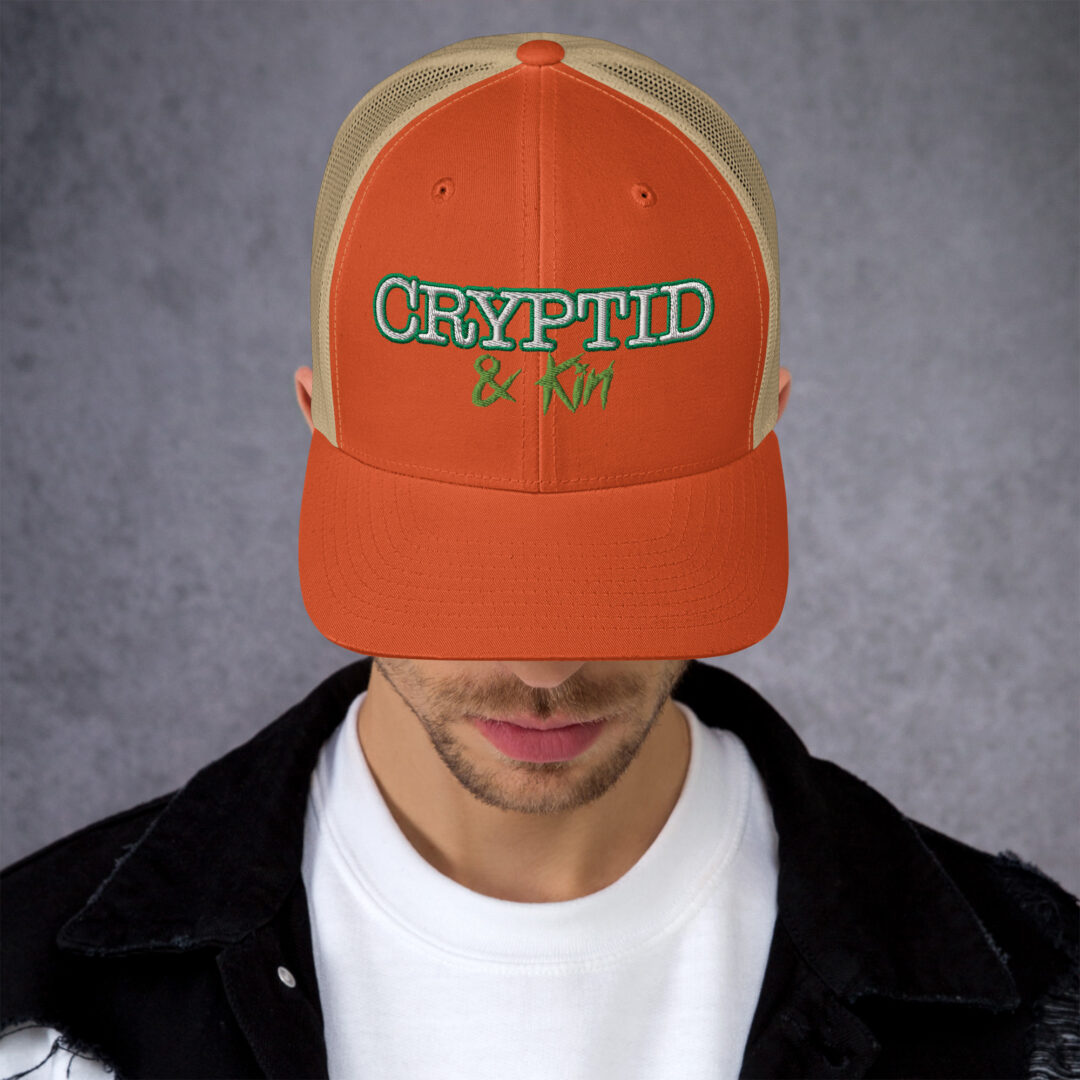 Crytpid & Kin - Embroidered OG Logo on Orange & Khaki Retro Trucker Hat
