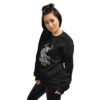 Baby Wendigo - Soft Black Crew Neck Sweater - Cryptid & Kin - neurodivergent apparel featuring mythical creatures - Side View
