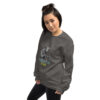 Baby Wendigo - Soft Stone Grey Crew Neck Sweater - Cryptid & Kin - neurodivergent apparel featuring mythical creatures - Side View