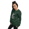 Baby Wendigo - Soft Forest Green Crew Neck Sweater - Cryptid & Kin - neurodivergent apparel featuring mythical creatures - Side View