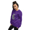 Baby Wendigo - Soft Ultraviolet Purple Crew Neck Sweater - Cryptid & Kin - neurodivergent apparel featuring mythical creatures - Side View