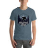 Hide N Seek Champ - Sasquatch / Bigfoot - Forest and Mountains Scene - Unisex Soft T-Shirt - Heather Slate - Cryptid & Kin
