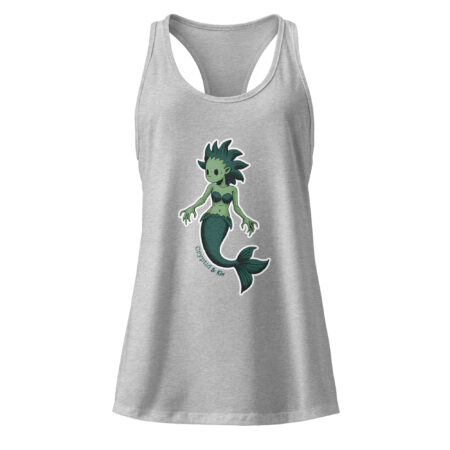 Mermaid / Siren Creature - Soft Heather Gray Women's Racerback Tank Top - Cryptid & Kin - Celebrating Neurodiversity