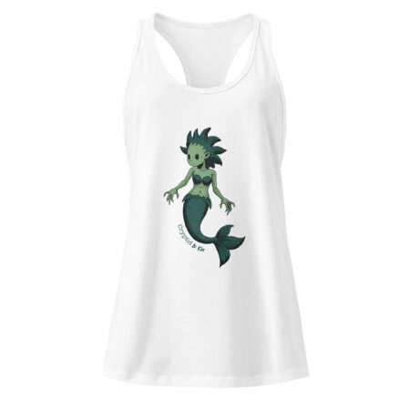 Mermaid / Siren Creature - Soft White Women's Racerback Tank Top - Cryptid & Kin - Celebrating Neurodiversity
