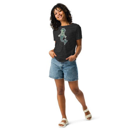 Mermaid / Siren Creature - Soft Dark Heather Grey Women's T-Shirt - Cryptid & Kin - Celebrating Neurodiversity