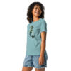 Mermaid / Siren Creature - Soft Heather Blue Women's T-Shirt - Cryptid & Kin - Celebrating Neurodiversity - Side View