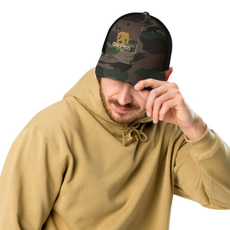 Bigfoot Camo Trucker Hat - Green & Brown Camo front with Black Back