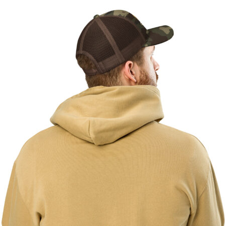 Bigfoot Camo Trucker Hat - Green & Brown Camo front with Brown Back View