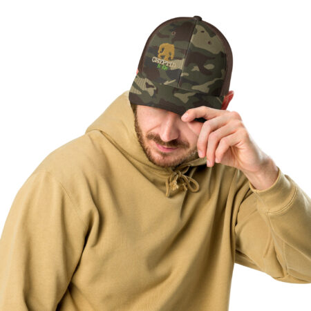 Bigfoot Camo Trucker Hat - Green & Brown Camo front with Brown Back