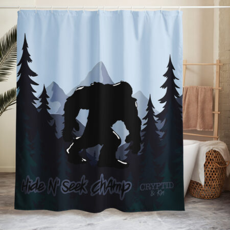 Bigfoot Shower Curtain - Hide N Seek Champ - 71" x 74" - Cryptid & Kin