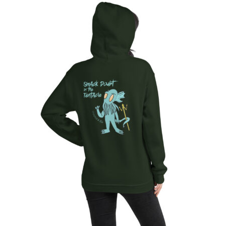 Cthulhu Hoodie - Smack Doubt in the Tentacle - Unisex Sweater - Forest Green - Back View