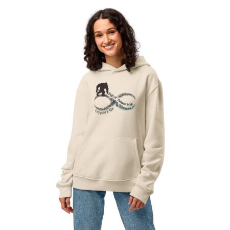 Bigfoot Believes in Me Soft Oversized Hoodie = Sasquatch & Autism Awareness = Color: Tan / Dust = Attractive Female Model