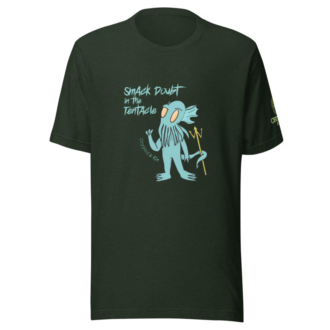 Cthulhu unisex T-Shirt - Smack Doubt in the Tentacle - Heather Emerald Green Color