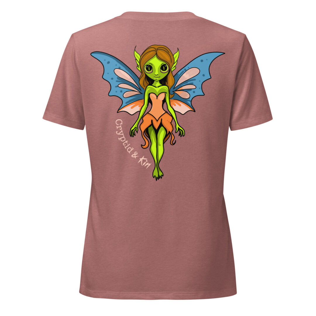 Fairy / Nymph - Cryptid & Kin Women's Relaxed Fit V-neck T-shirt - Heather Mauve Back