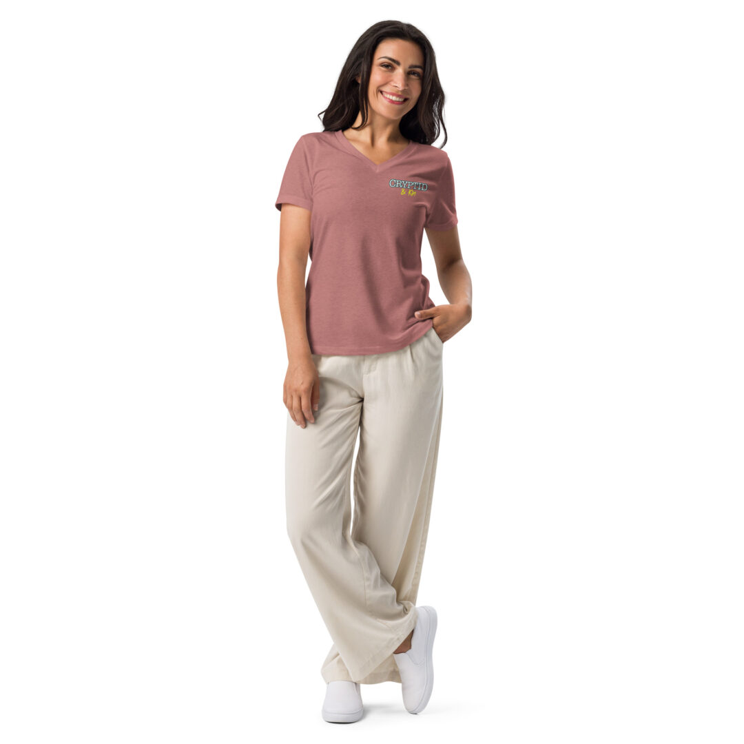Cryptid & Kin Women's Relaxed Fit V-neck T-shirt - Heather Mauve