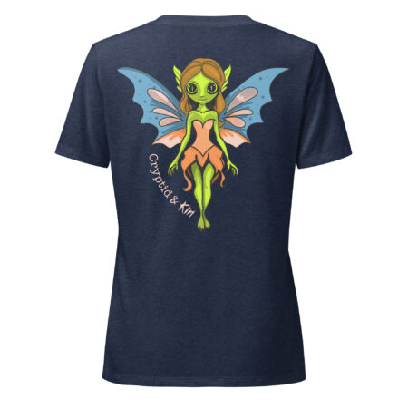 Fairy / Nymph - Cryptid & Kin Women's Relaxed Fit V-neck T-shirt - Heather Navy - Back
