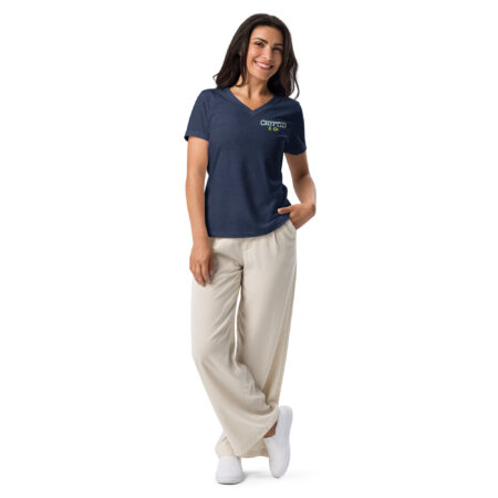 Cryptid & Kin Women's Relaxed Fit V-neck T-shirt - Heather Navy