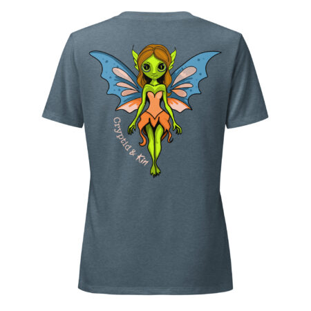 Fairy / Nymph - Cryptid & Kin Women's Relaxed Fit V-neck T-shirt - Heather Slate Back