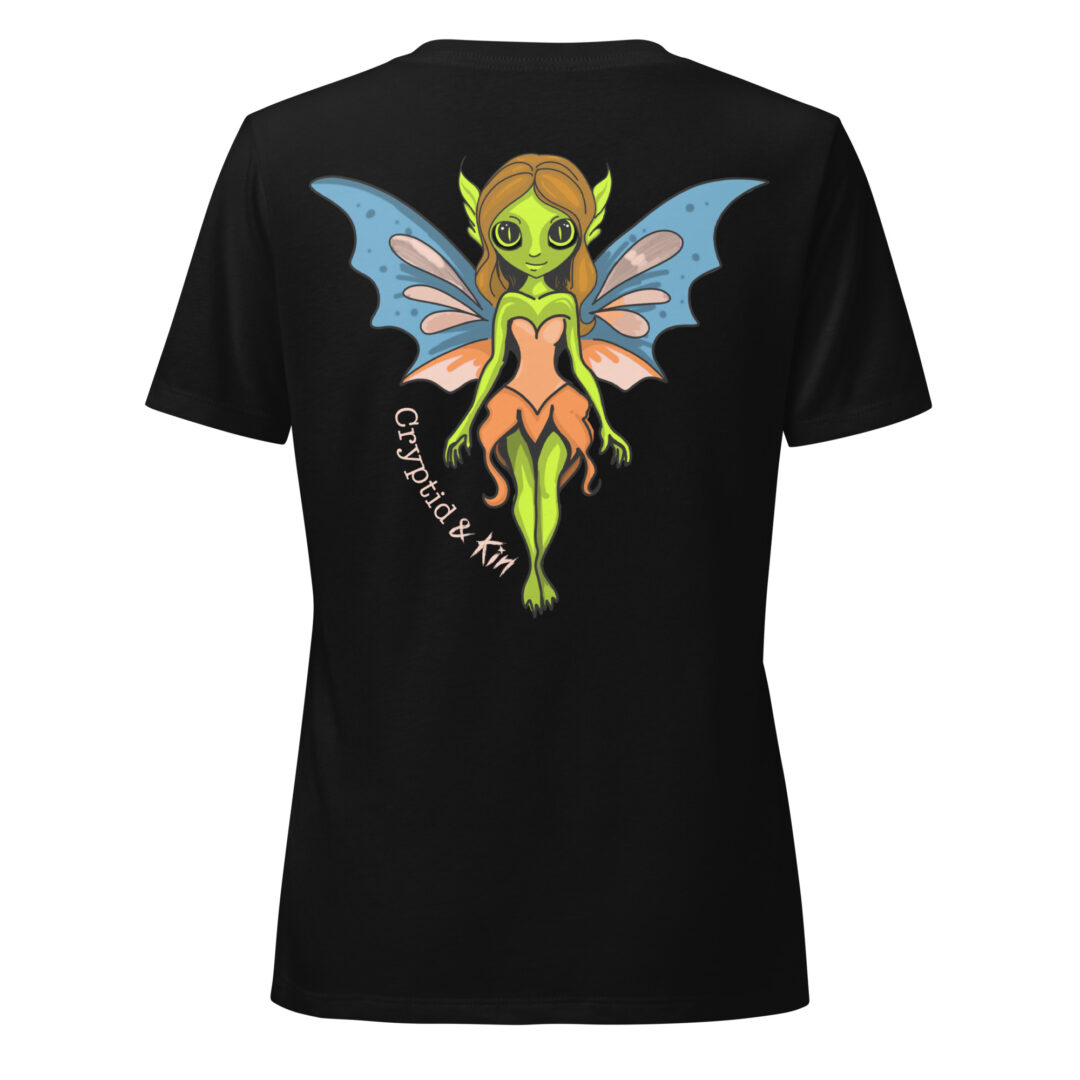 Fairy / Nymph - Cryptid & Kin Women's Relaxed Fit V-neck T-shirt - Black - Back
