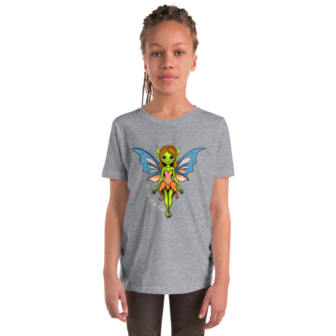 Fairy / Pixie - Kids Girl's T-shirt - Color: Heather Grey - Cryptid & Kin