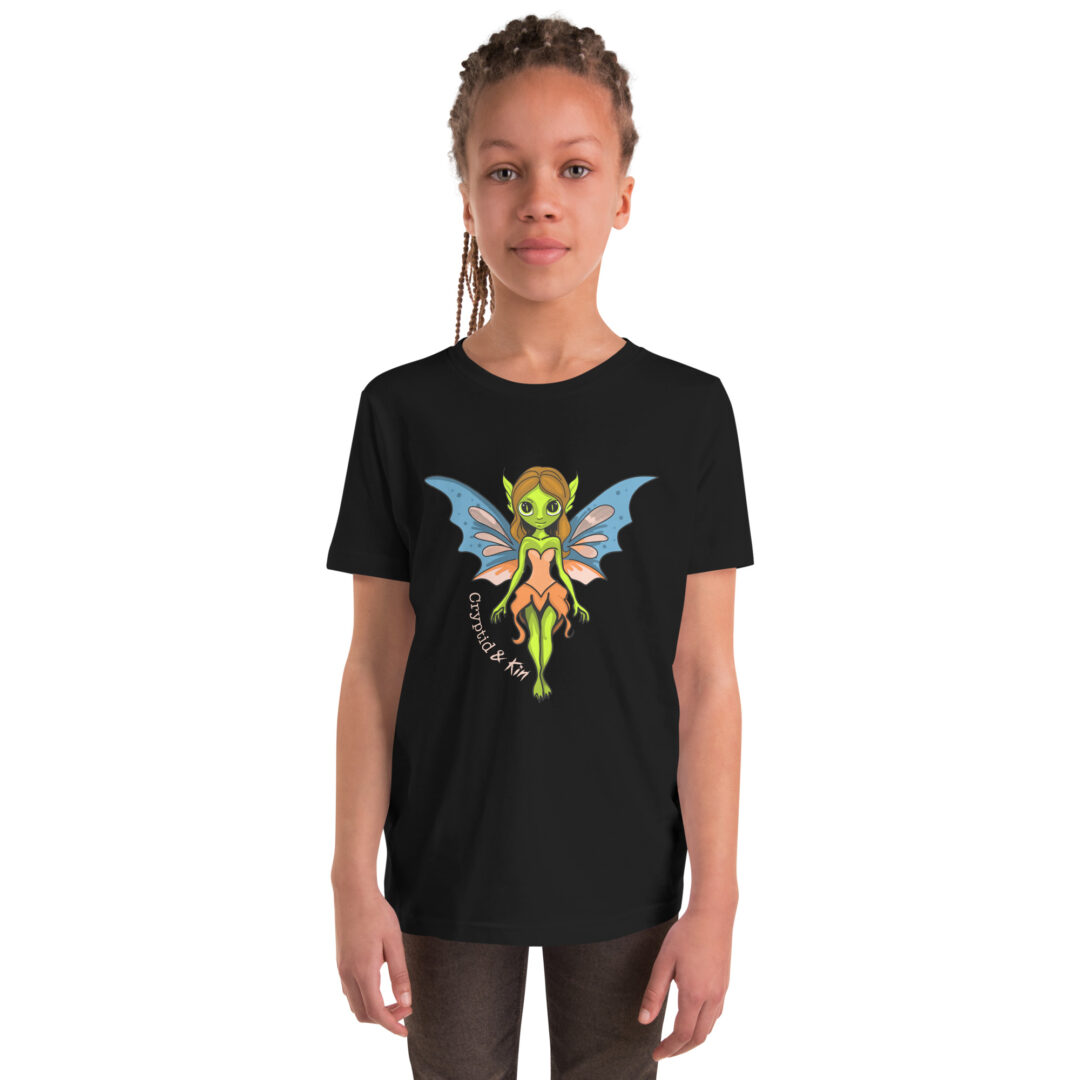 Fairy / Pixie - Kids Girl's T-shirt - Color: Black - Cryptid & Kin