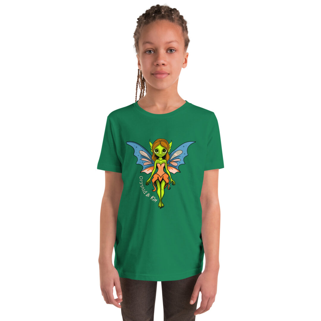 Fairy / Pixie - Kids Girl's T-shirt - Color: Kelly Green - Cryptid & Kin