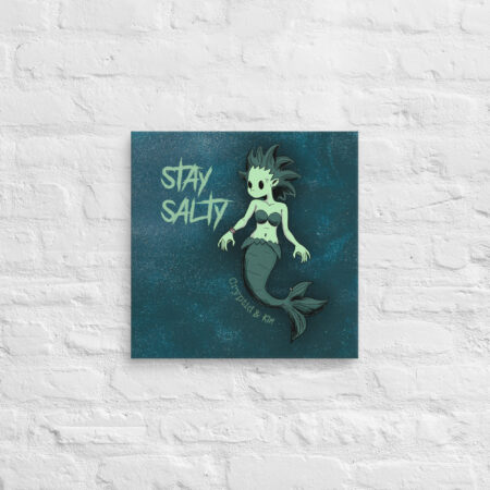 Mermaid - Stay Salty - Wall Art - Print on Canvas - 16" x 16" - Cryptid & Kin
