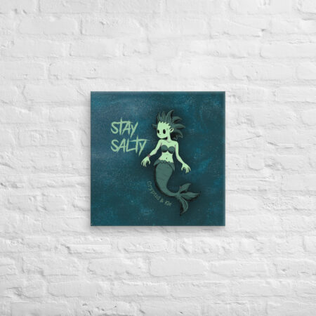 Mermaid - Stay Salty - Wall Art - Print on Canvas - 20" x 20" - Cryptid & Kin