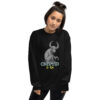 Creepy Cute Cryptid Creature - Soft Black Crew Neck Sweater - Cryptid & Kin - neurodivergent apparel featuring mythical creatures