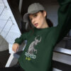 Creepy Cute Cryptid Creature - Soft Forest Green Crew Neck Sweater - Cryptid & Kin - neurodivergent apparel featuring mythical creatures