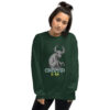 Creepy Cute Cryptid Creature - Soft Forest Green Crew Neck Sweater - Cryptid & Kin - neurodivergent apparel featuring mythical creatures