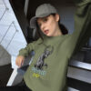 Creepy Cute Cryptid Creature - Soft Military Green Crew Neck Sweater - Cryptid & Kin - neurodivergent apparel featuring mythical creatures