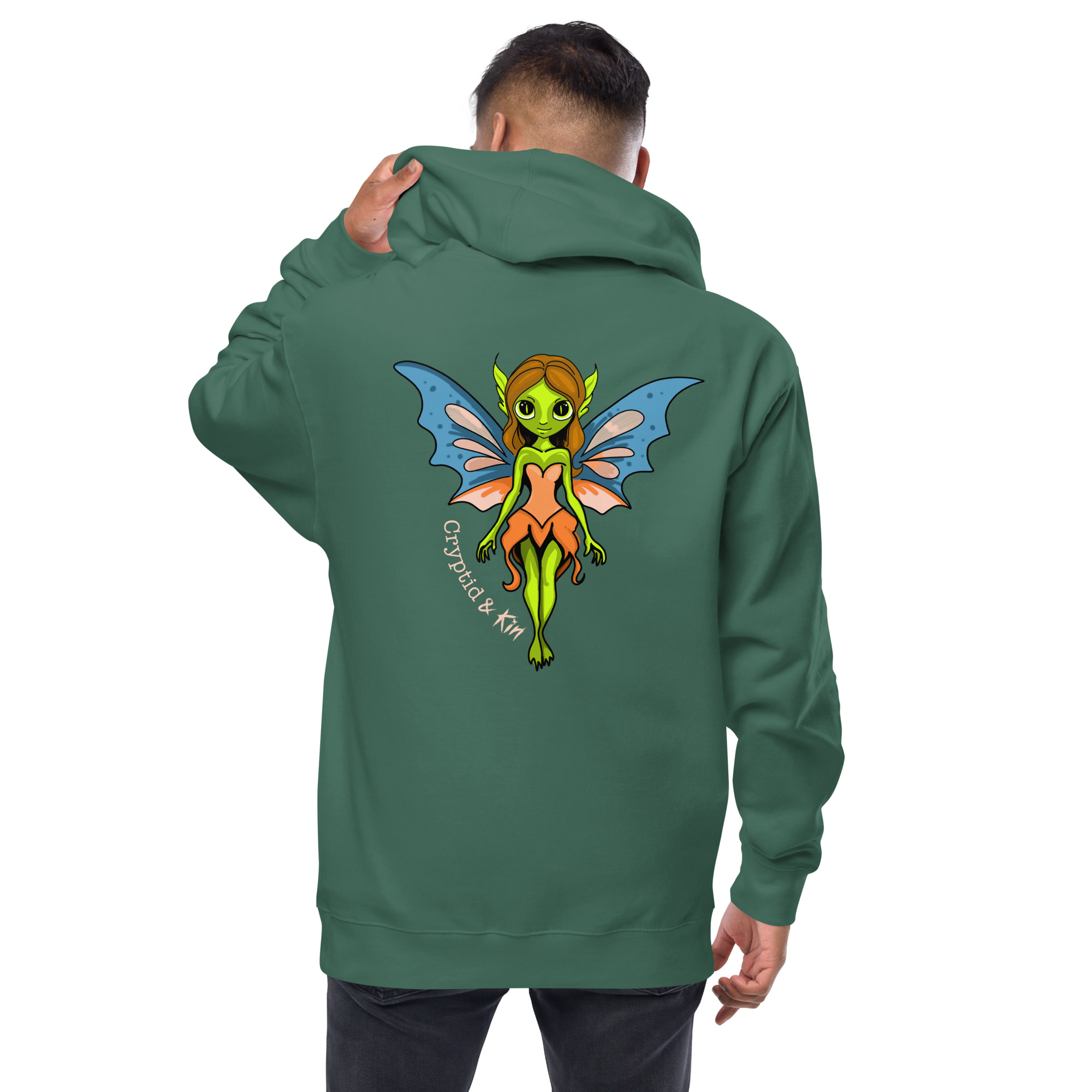 Fairy / Pixie Zip Up Hoodie - Cryptid & Kin - Soft Alpine Green Color - Back