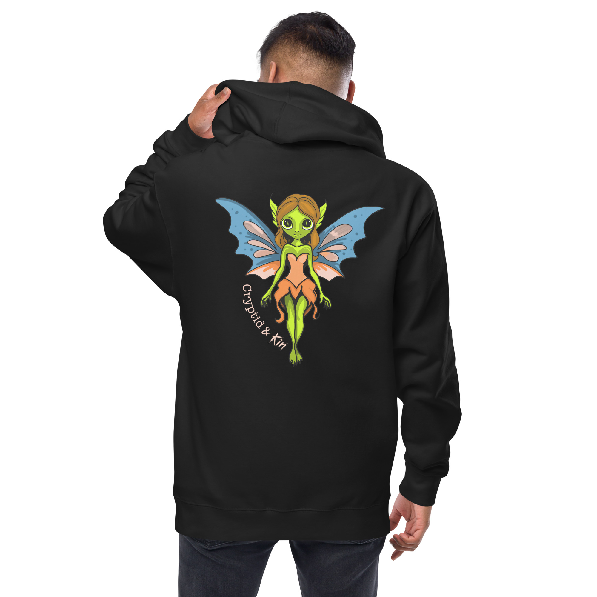Fairy / Pixie Zip Up Hoodie - Cryptid & Kin - Black Color - Back