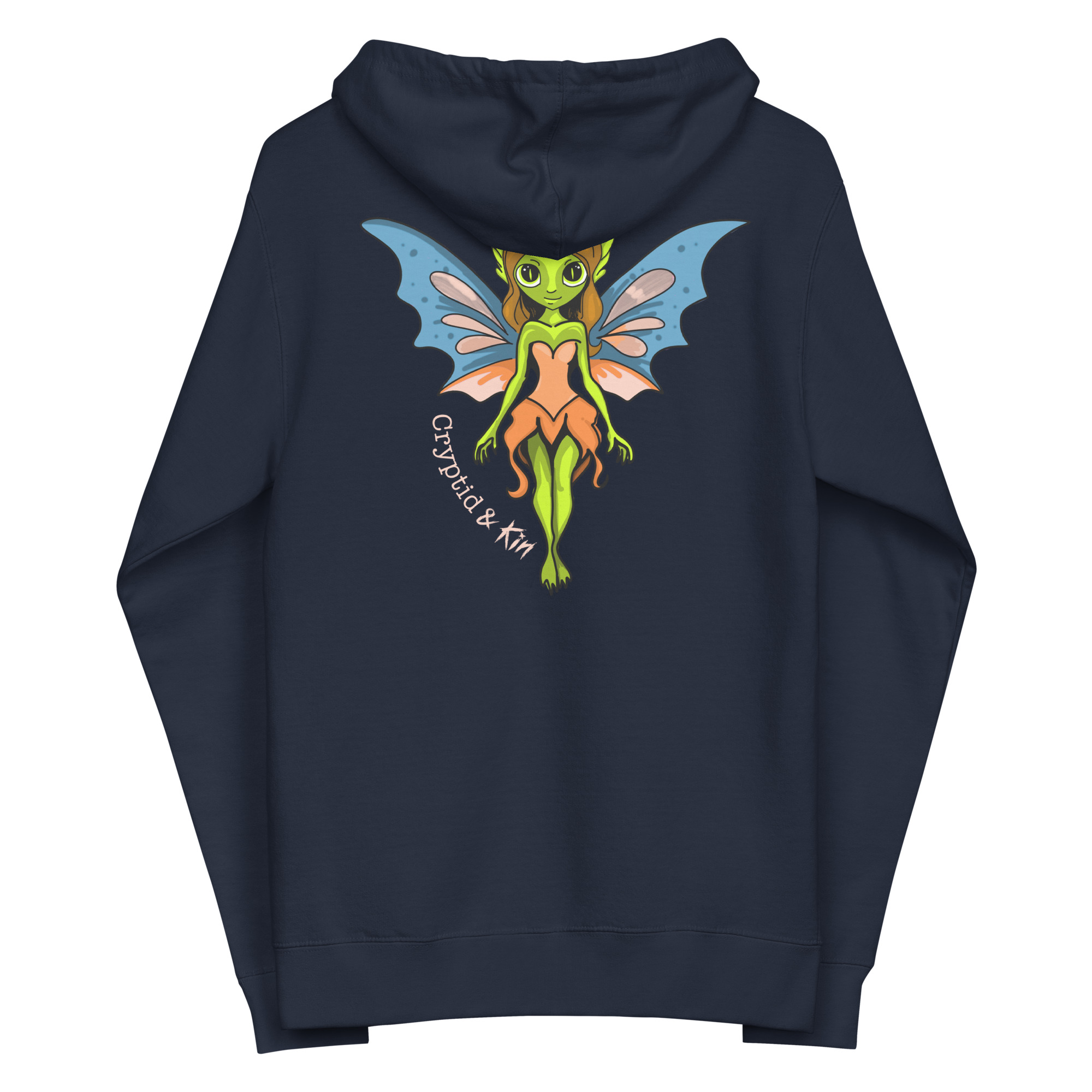Fairy / Pixie Zip Up Hoodie - Cryptid & Kin - Navy Color - Back