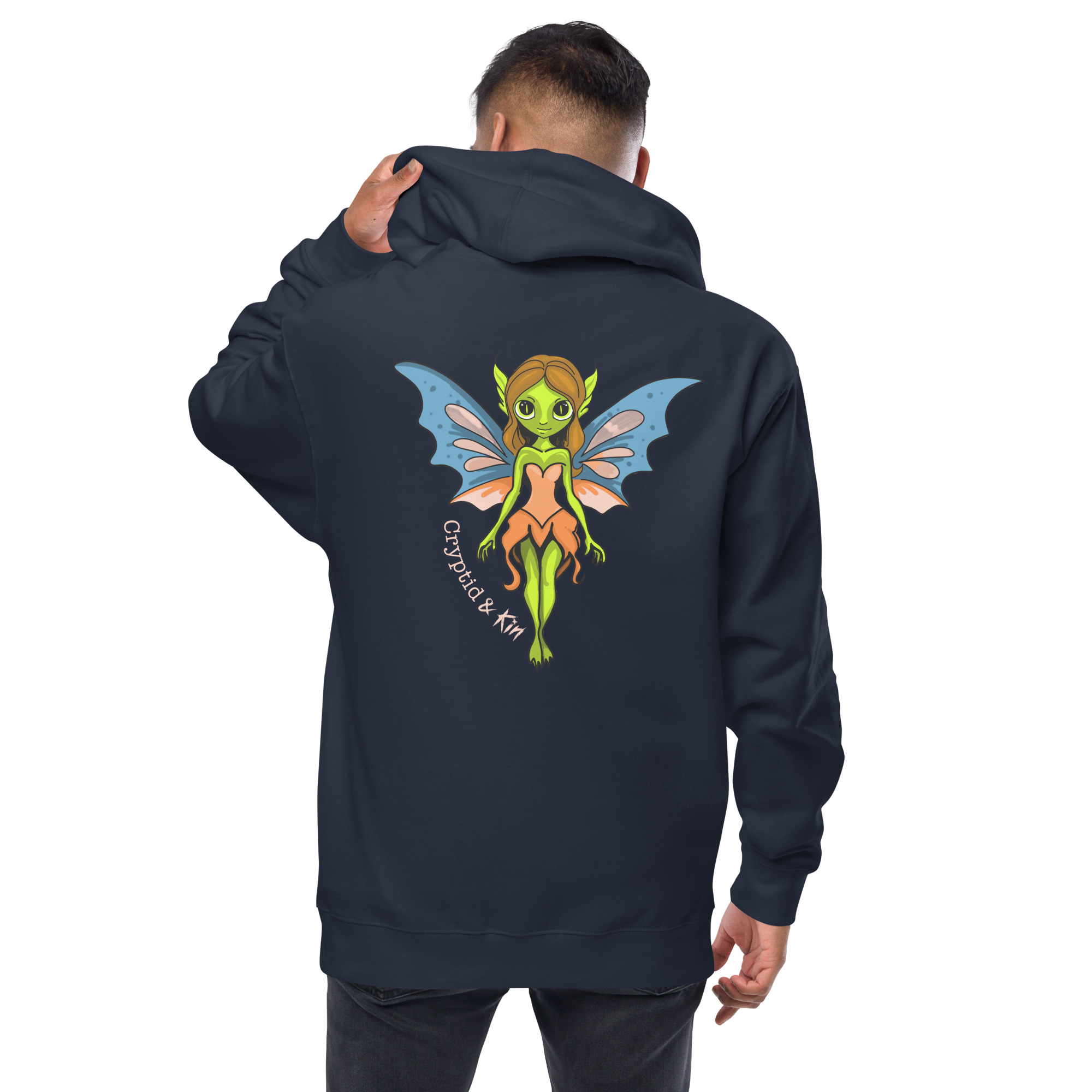 Fairy / Pixie Zip Up Hoodie - Cryptid & Kin - Navy Color - Back
