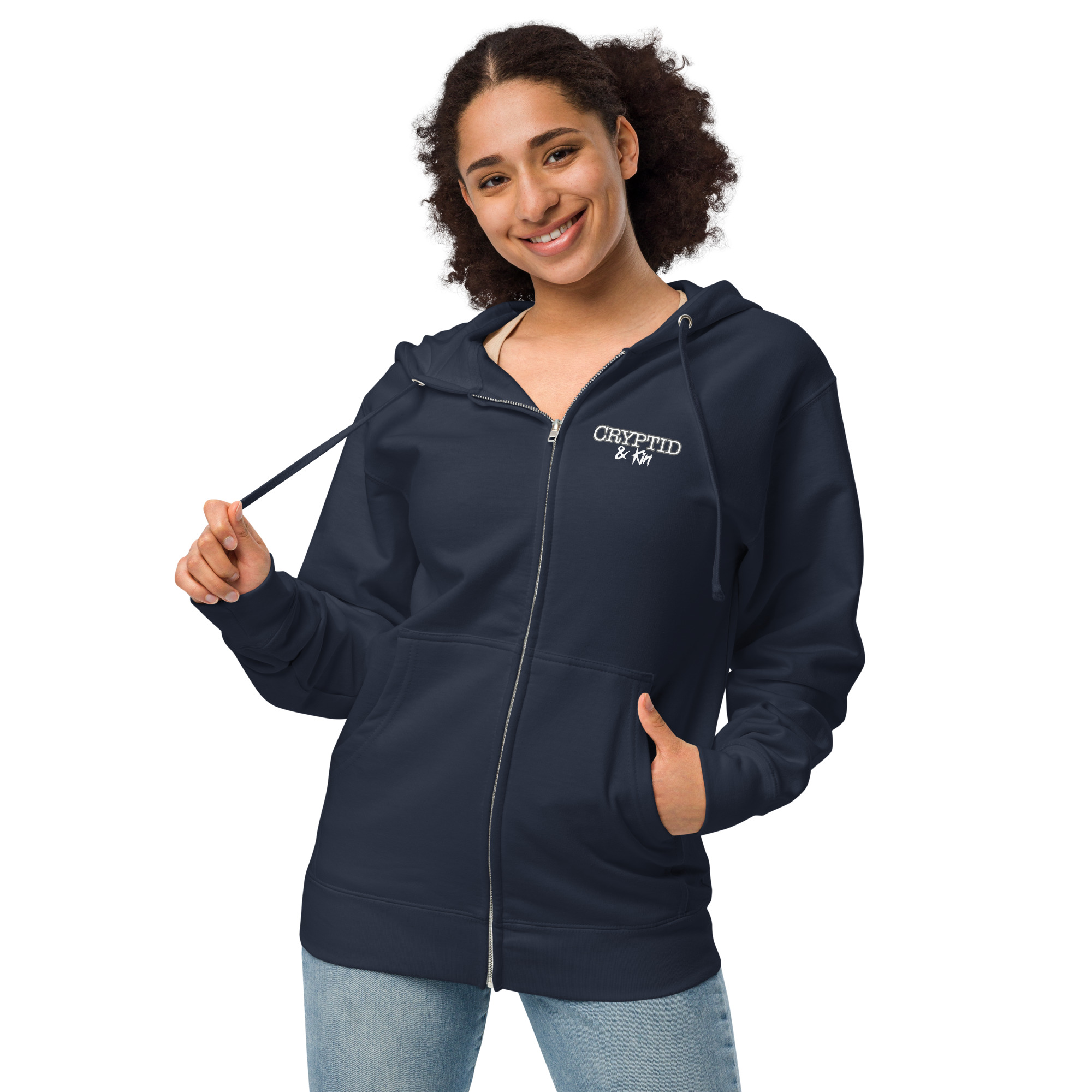 Cryptid & Kin Zip Up Hoodie - Navy Front