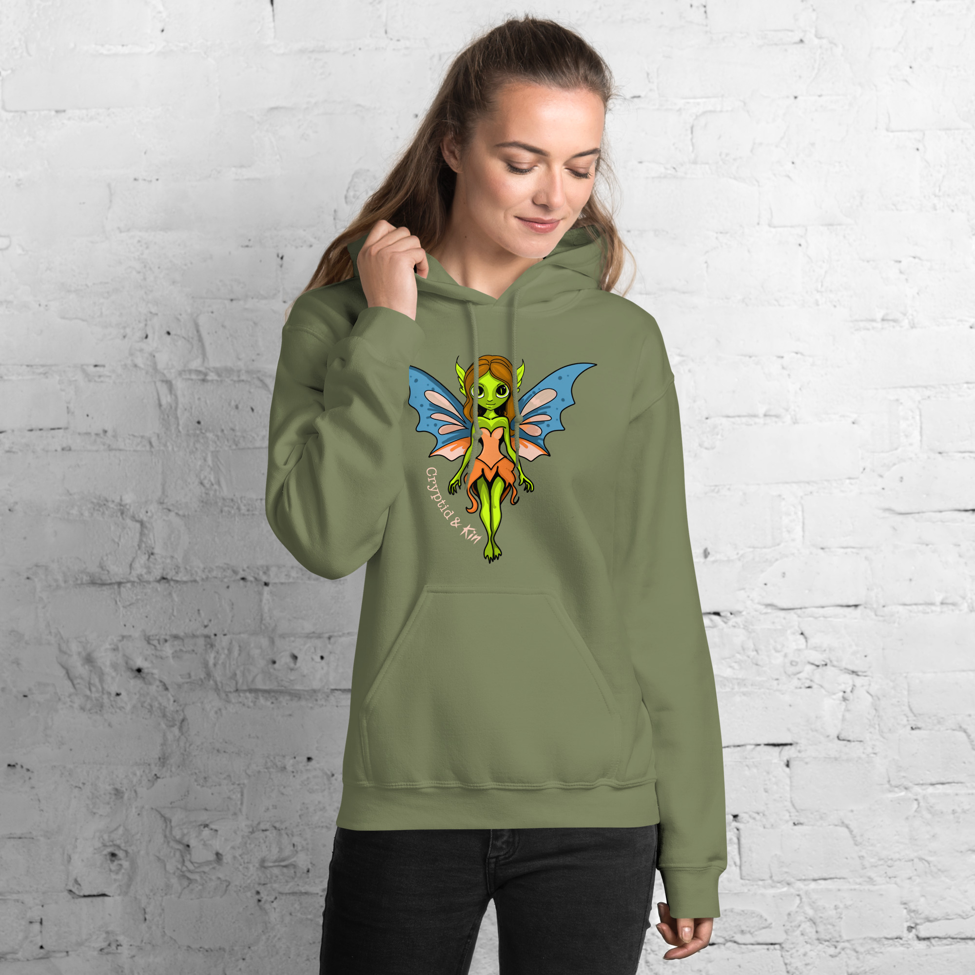 Fairy / Pixie Hoodie - Cryptid & Kin - Military Green Color
