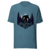 Hide N Seek Champ - Sasquatch / Bigfoot - Forest and Mountains Scene - Unisex Soft T-Shirt - Heather Deep Teal Color - Cryptid & Kin