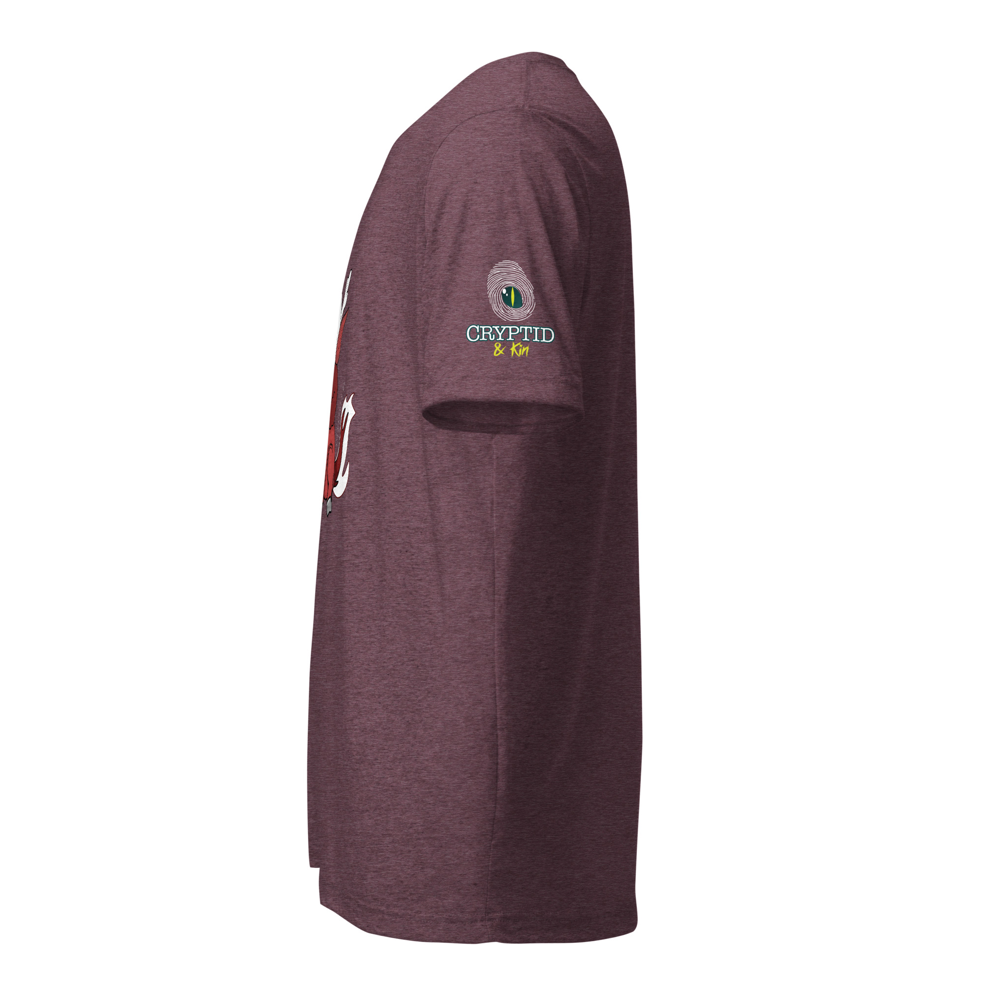 Stay Sharp – Baby Wendigo – Tri-Blend Soft T-Shirt - Maroon - Side View