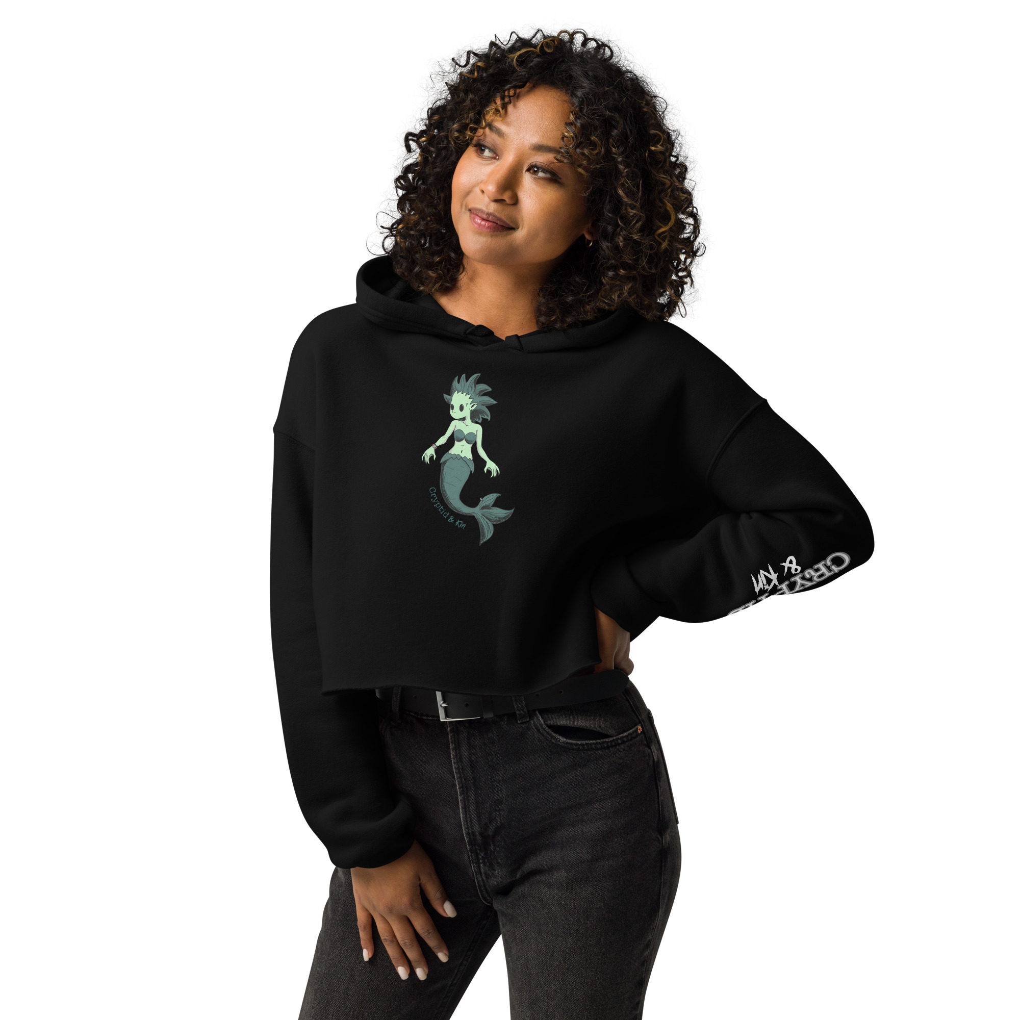 Mermaid Crop Hoodie - Cryptid & Kin - Black