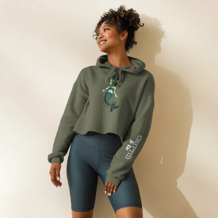 Mermaid Crop Hoodie - Cryptid & Kin - Military Green