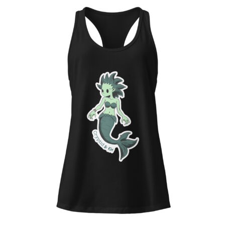 Mermaid / Siren Creature - Soft Black Women's Racerback Tank Top - Cryptid & Kin - Celebrating Neurodiversity