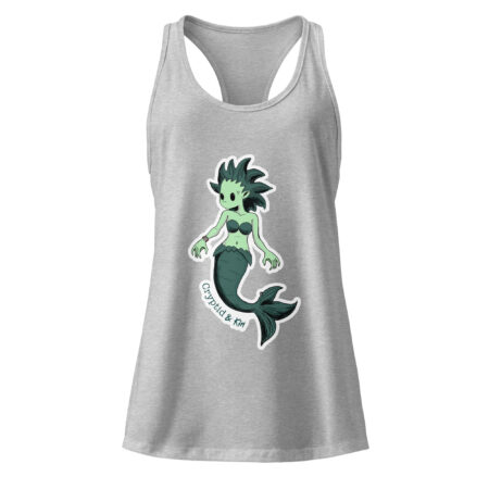 Mermaid / Siren Creature - Soft Heather Gray Women's Racerback Tank Top - Cryptid & Kin - Celebrating Neurodiversity
