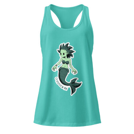 Mermaid / Siren Creature - Soft Tahiti Blue Women's Racerback Tank Top - Cryptid & Kin - Celebrating Neurodiversity