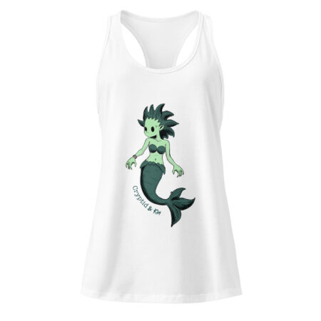 Mermaid / Siren Creature - Soft White Women's Racerback Tank Top - Cryptid & Kin - Celebrating Neurodiversity