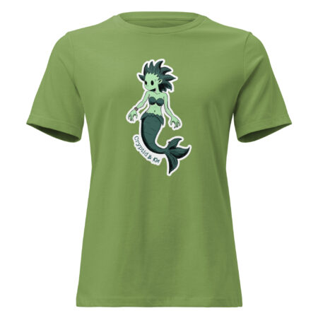 Mermaid / Siren Creature - Soft Leaf Green Women's T-Shirt - Cryptid & Kin - Celebrating Neurodiversity